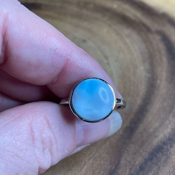 Larimar S925 sterling silver adjustable ring 10mm natural stone crystal NEW - Picture 14 of 14